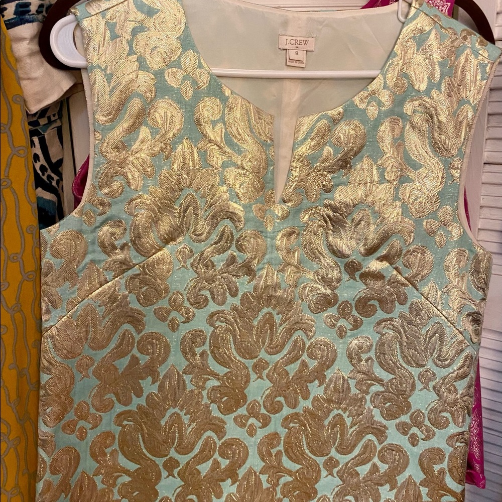 J Crew mint and gold shell